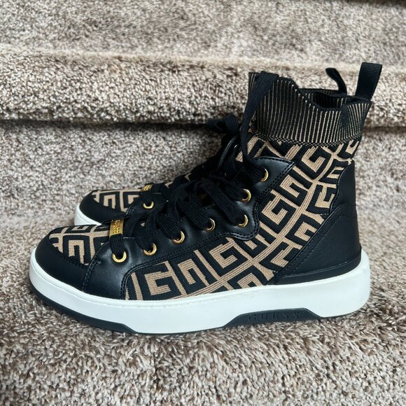 Guess Women's Mannen Logo Knit High-Top Sneakers . - Picture 1 of 13
